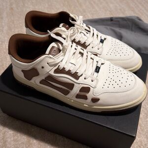 AMIRI Cream and Brown Low-Top Sneakers
